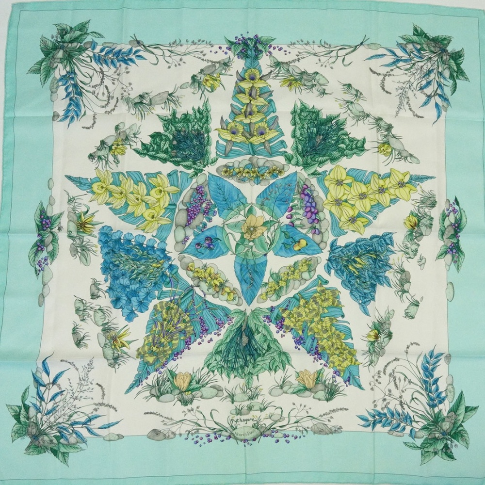 Auth Hermes Pythagore Shawl Silk Scarf Wrap 35